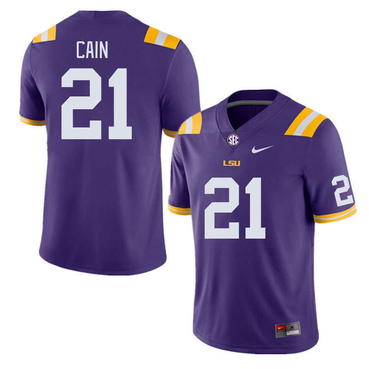Men #21 Noah Cain LSU Tigers College Football Jerseys Stitched-Purple - Click Image to Close